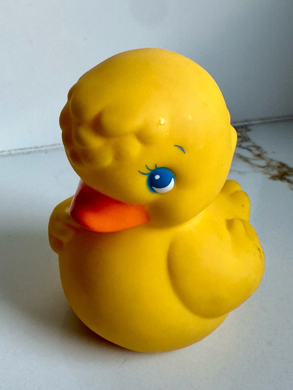Vintage 1986 Playskool Yellow Rubber Duck Squeak Bath Toy